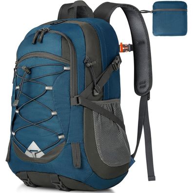 Wanderrucksack 40L Wasserdicht Leicht Faltbar Trekking Sport Blau