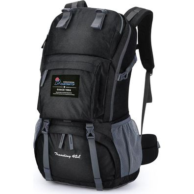 Mountaintop 40L Wanderrucksack Herren Damen Trekking Camping Rucksack Schwarz