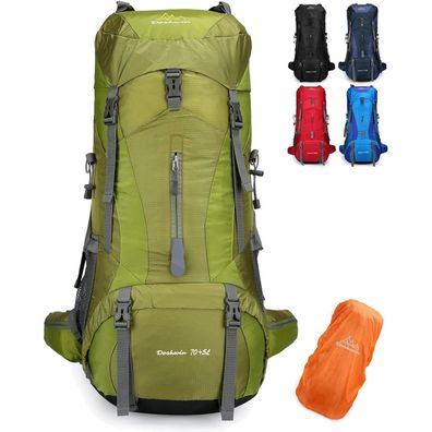 70L Rucksack Camping Trekking Wandern Reisen 11 Taschen 1,36 KG Grün