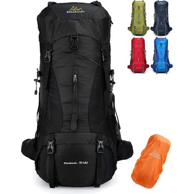 70L Camping Rucksack Trekking Wanderrucksack Reisen wasserdicht Schwarz