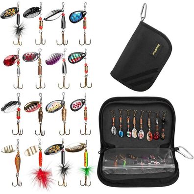 Spinner Köder Set Hecht Barsch Forelle Zander Angelköder + Tragetasche 16 Stk