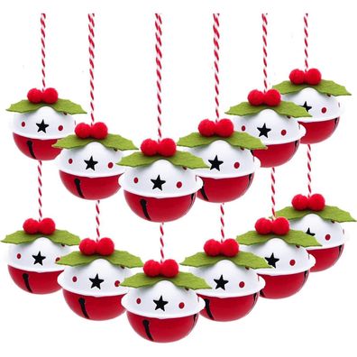 Eisen Glöckchen Weihnachtsanhänger 12er Set 4.2cm Rot Weiß Christbaumschmuck