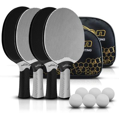 Senston Tischtennisschläger Set mit 4 Schlägern, 6 Bällen & Taschen