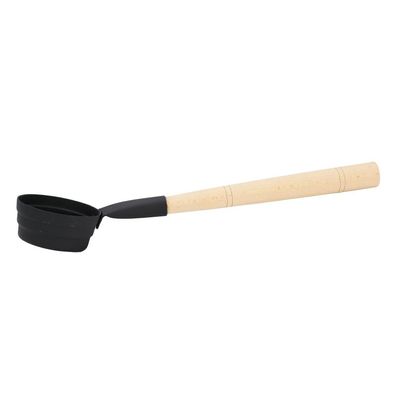 Nikkarien Saunakelle 50 cm Aufgusskelle in Schwarz aus Aluminium mit Holzgriff