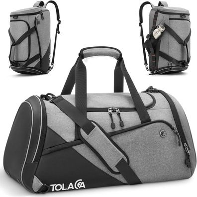 47L Sporttasche Rucksack mit Schuhfach Nassfach Fitness Trainingstasche