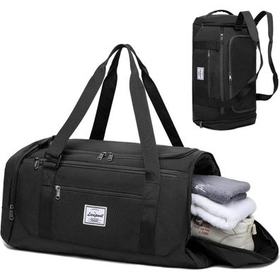 Sporttasche Herren 40L Rucksack Reisetasche Trainingstasche Schwarz
