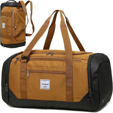 Laripwit 40L Reisetasche Sporttasche Schuhfach Nassfach Rucksack Braun