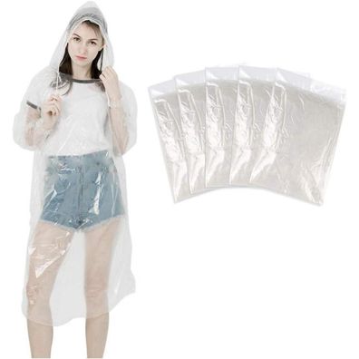 5er Pack Einweg Regenponcho Kapuze Transparent