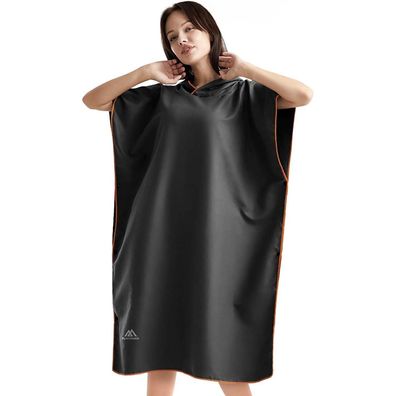 flintronic Handtuch Poncho 110x80cm Mikrofaser Quick Dry Schwarz neu