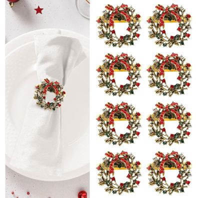 8 Stück Weihnachts Serviettenringe Gold Strass Tischdekoration