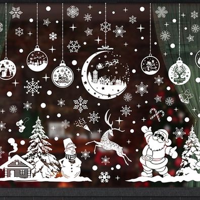 260 Weihnachts Fensteraufkleber Schneeflocken PVC Weiß Weihnachtsdeko