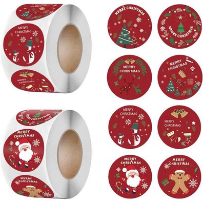 1000 Stück Weihnachtsaufkleber Rund Weihnachten 1.5 Zoll - Weihnachtsdekoration
