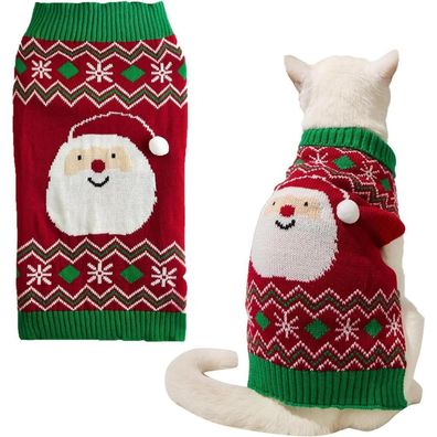 Weihnachtspullover Haustier Kleine Hunde Schneemann-Motiv Rot XS