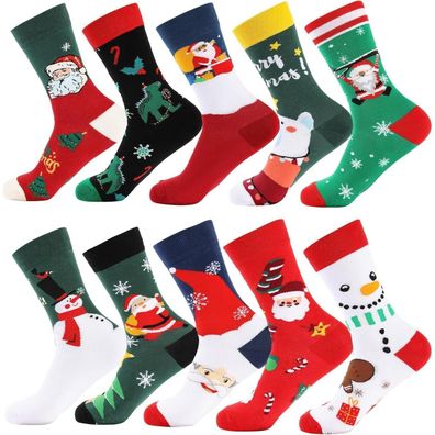 Edwinene Unisex Weihnachtssocken Baumwollsocken Set Weihnachtsgeschenk