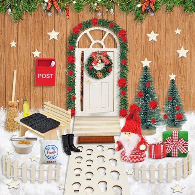 70 Miniatur Wichtel Weihnachten Set Wichteltür Zubehör Holz Deko Figuren