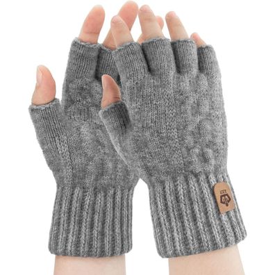 Fingerlose Touchscreen Winterhandschuhe Skifahren Radfahren Grau