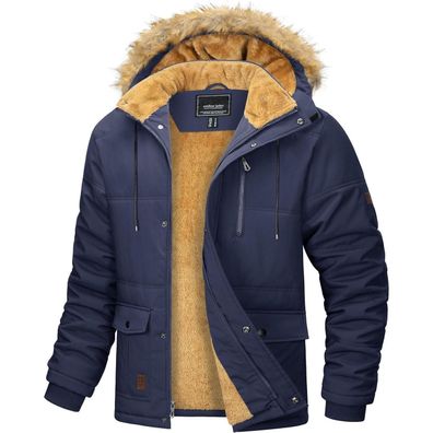 Herren Winter Parka Jacke Outdoor Fleecejacke Wanderjacke XL Dunkelblau