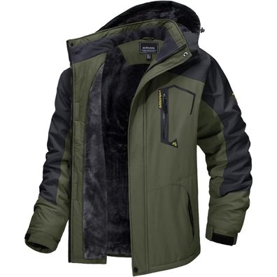 Herren Winter Skijacke Fleece Softshelljacke Wasserdicht M Armeegrün