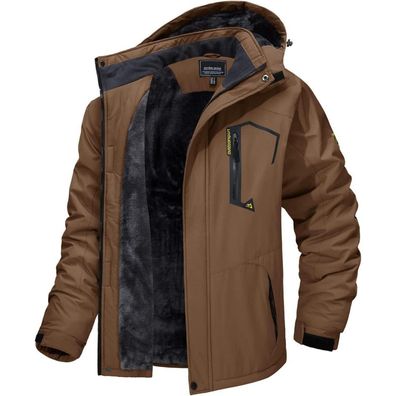 Herren Winter Skijacke Fleece Gefüttert Outdoor Softshelljacke 3XL Kaffeebraun