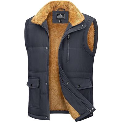 Herren Winterweste Gefüttert Outdoor Fleeceweste Jacke Thermo Taschen Größe L