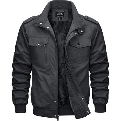 Herren Winterparka Warm Gefüttert Militär Jacke Army Fleece M Grau