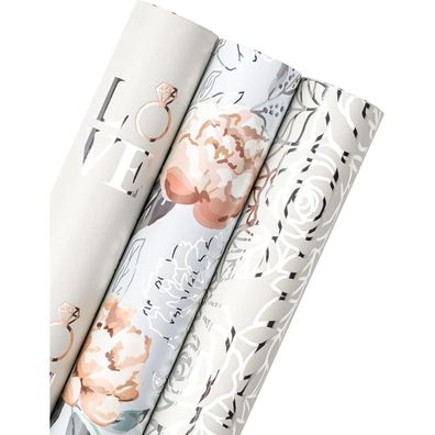 Hochzeits-Geschenkpapierrolle Mini-Rolle Silberne Designs 42,5