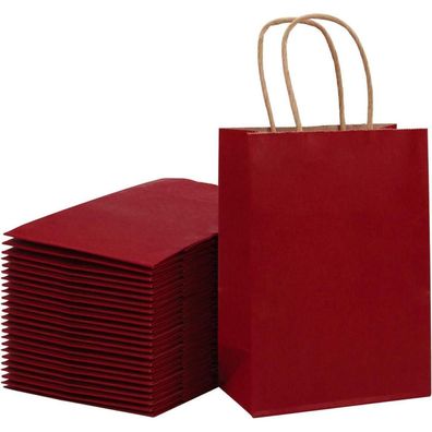 Kraft-Geschenktüte Kraftpapier 15x8x21cm 25er-Set Rot