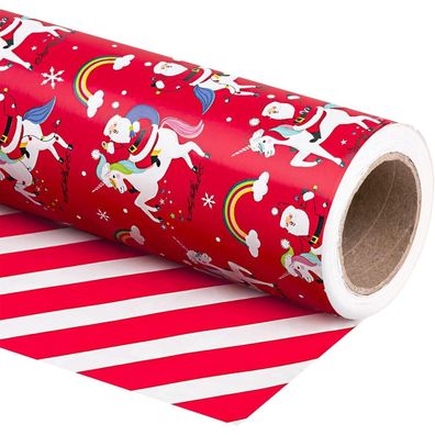 Wendbares Weihnachtsgeschenkpapier Minirolle Roter Weihnachtsmann 43,2 cm 10 m