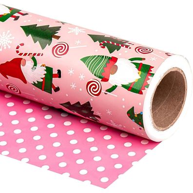 Wendbares Weihnachtsgeschenkpapier Mini-Rolle rot grün rosa weiß 43,2x10m
