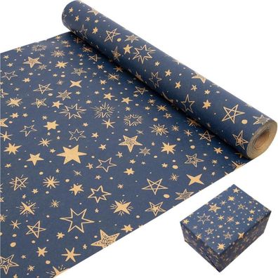 Weihnachtsgeschenkpapierrolle 43 cm × 20 m Kraftpapier Sterne recycelbar
