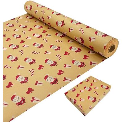 Weihnachtsgeschenkpapierrolle 43cmx20m Kraftpapier Weihnachtsmann