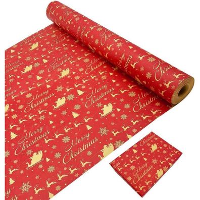 Weihnachtsgeschenkpapierrolle Kraftpapier Weihnachtsmann Elch 43cm x 20m