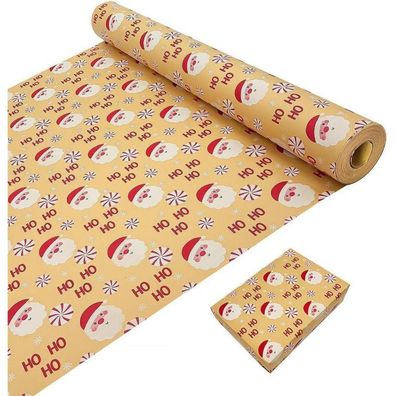 Weihnachtsgeschenkpapierrolle Kraftpapier 43cm x 20m Weihnachtsmann