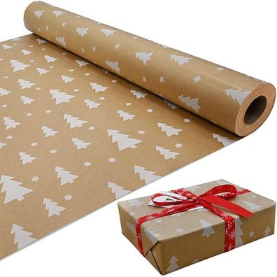 OTMVicor Weihnachtsbaum Kraftpapier 43cm x 15m Geschenkpapier für