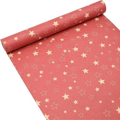 Geschenkpapierrolle 15m x 43cm Rotes Kraftpapier Stern Recycelbar