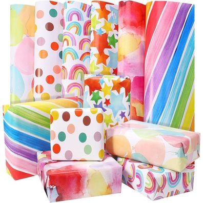 6-tlg. Geschenkpapier Geburtstag Kinder DIY Weihnachten Recycelbar