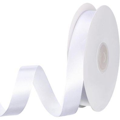 50m Weißes Satinband 15mm Hochzeit Taufe Geschenkband Dekoband Stoffband