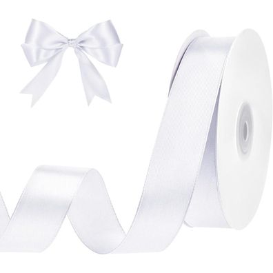 45m Satinband Weiß 25mm Hochzeit Geschenkband Dekoband Schleifenband