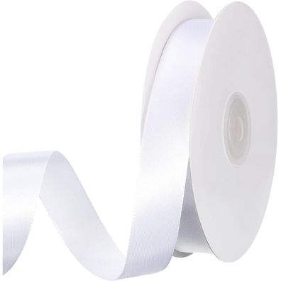 50m Schleifenband Weiss Geschenkband Satinband Dekoband für Hochzeit Taufe