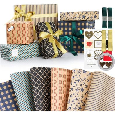 Geburtstag Geschenkpapier Set 6 Blatt Craftpapier Hochzeit Kindertag 70x50 CM