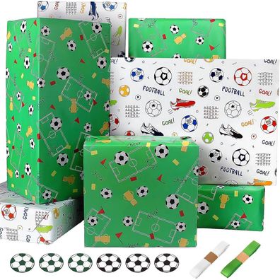 Fußball Geschenkpapier Set für Junge Männer Geburtstag Sport Thema