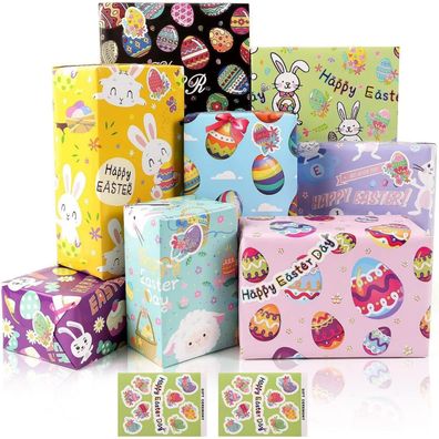 Oster Geschenkpapier 8 Blatt Aufklebern Ostern Kinder Ostergeschenk Kaninchen
