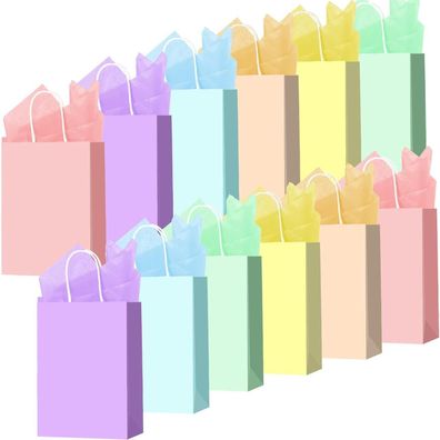 Larcenciel 12 Stück Geschenktüten Seidenpapier Bunt Regenbogen Party