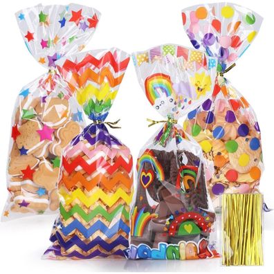 100 Stück Zellophantüten 27x12,5 cm Süßigkeiten Geschenktüten 120 Twist