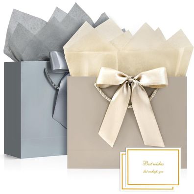 BBLIKE Geschenktüten Set Papiertüten mit Schleifenbändern Henkel