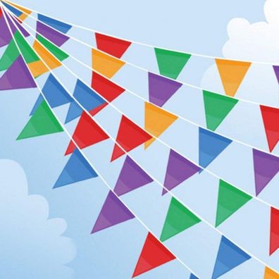 100M Mehrfarbige Wimpelkette Party Deko Banner 200 Nylon Flaggen