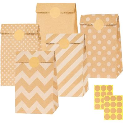 Papiertüten Braun 20 Stück Geschenktüten Papier Aufkleber Weihnachtsgeschenke