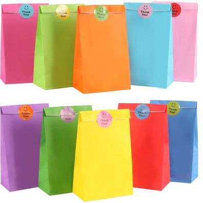 20 Papiertüten Bonbon Geschenktüten Sticker bunt für
