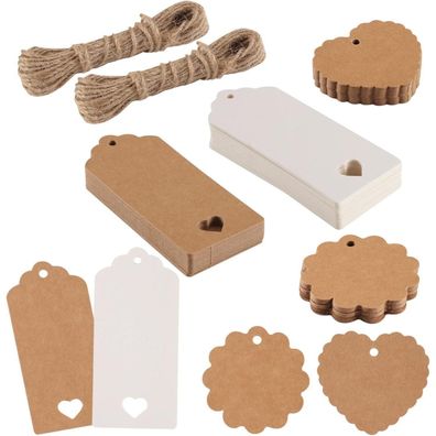 100 Stück Geschenkanhänger Kraftpapier Hochzeit Geburtstag Handmade
