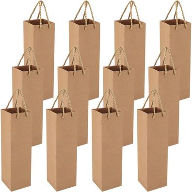 Geschenktüten Wein Champagner Weihnachten Hochzeit Geburtstag 12er Pack Braun